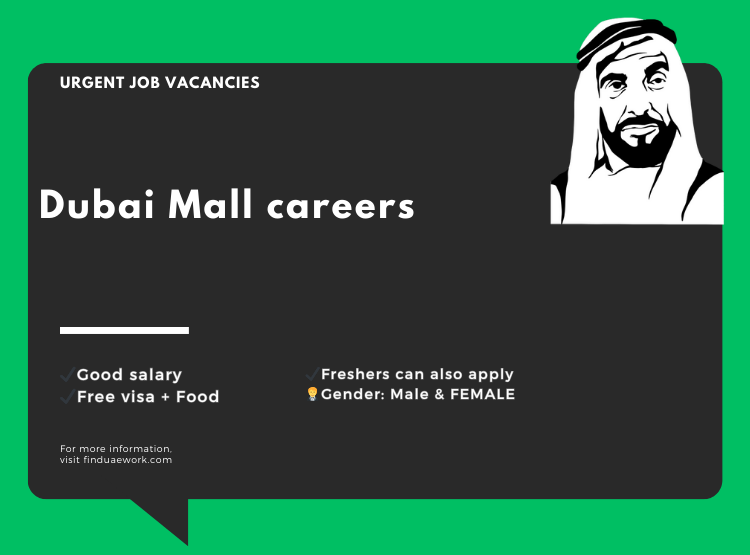 Dubai Mall Careers in Dubai for freshers